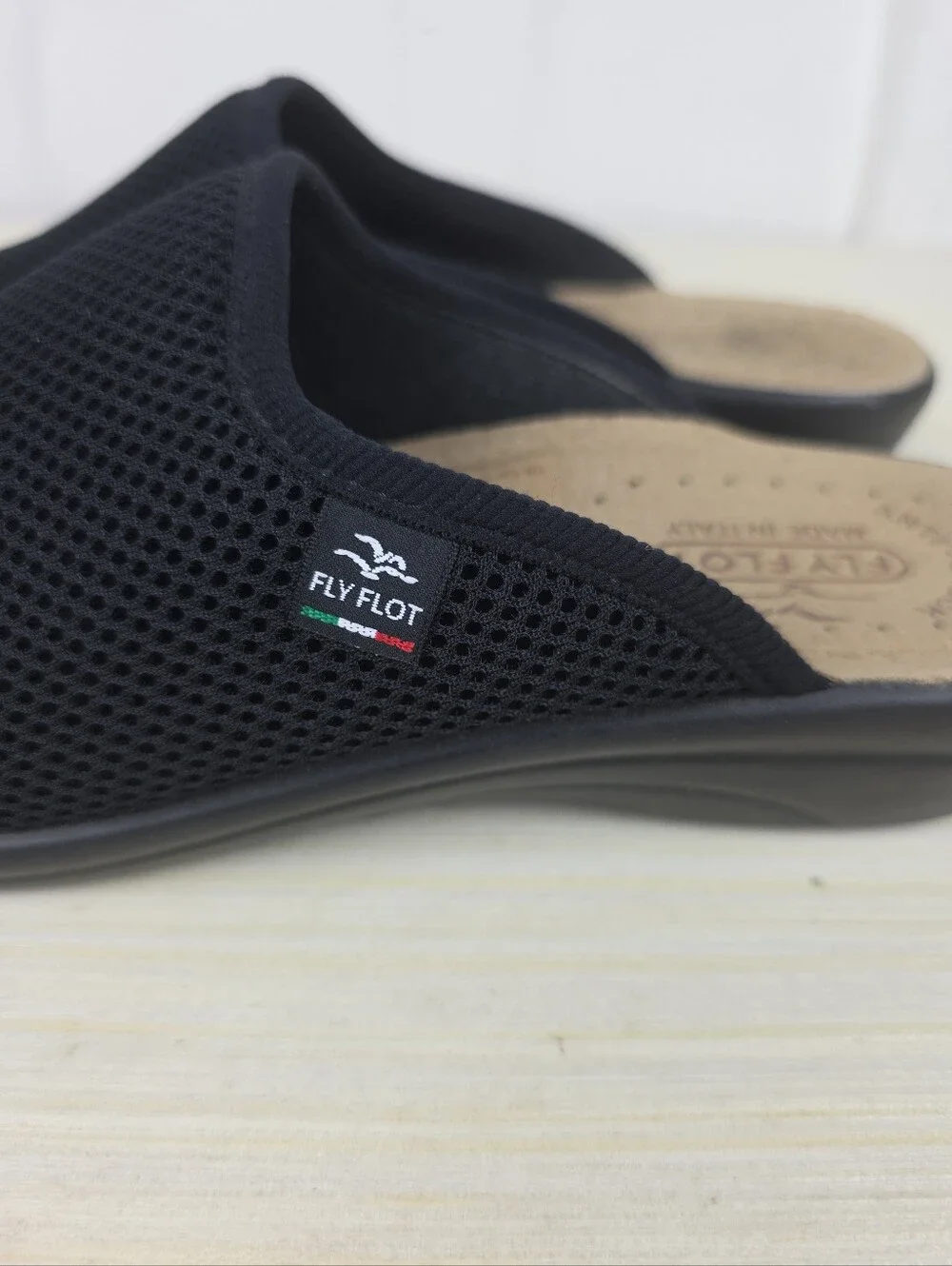 Fly Flot Made In Italy Womens 40 US 9 Slip-on Mesh Wedge Mule Clog Shoes Black